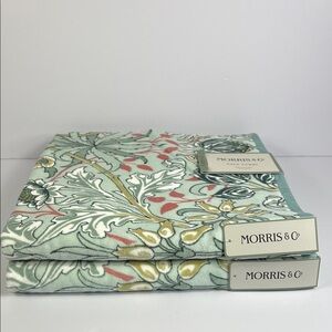 William Morris & Co Bath Towels Garden Soft Sage Velour 100% Cotton 2 Pc NEW
